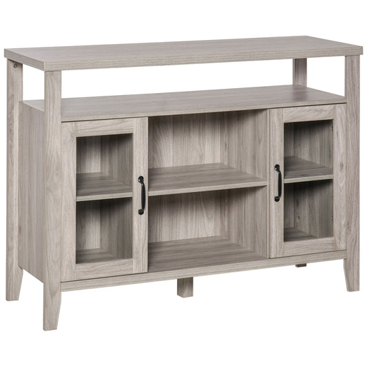 Rustic Style Sideboard Serving Buffet Storage Cabinet Cupboard with Glass Doors and Adjustable Shelves for Kitchen &; Dining Area, Grey Bar Cabinets Grey  at Gallery Canada