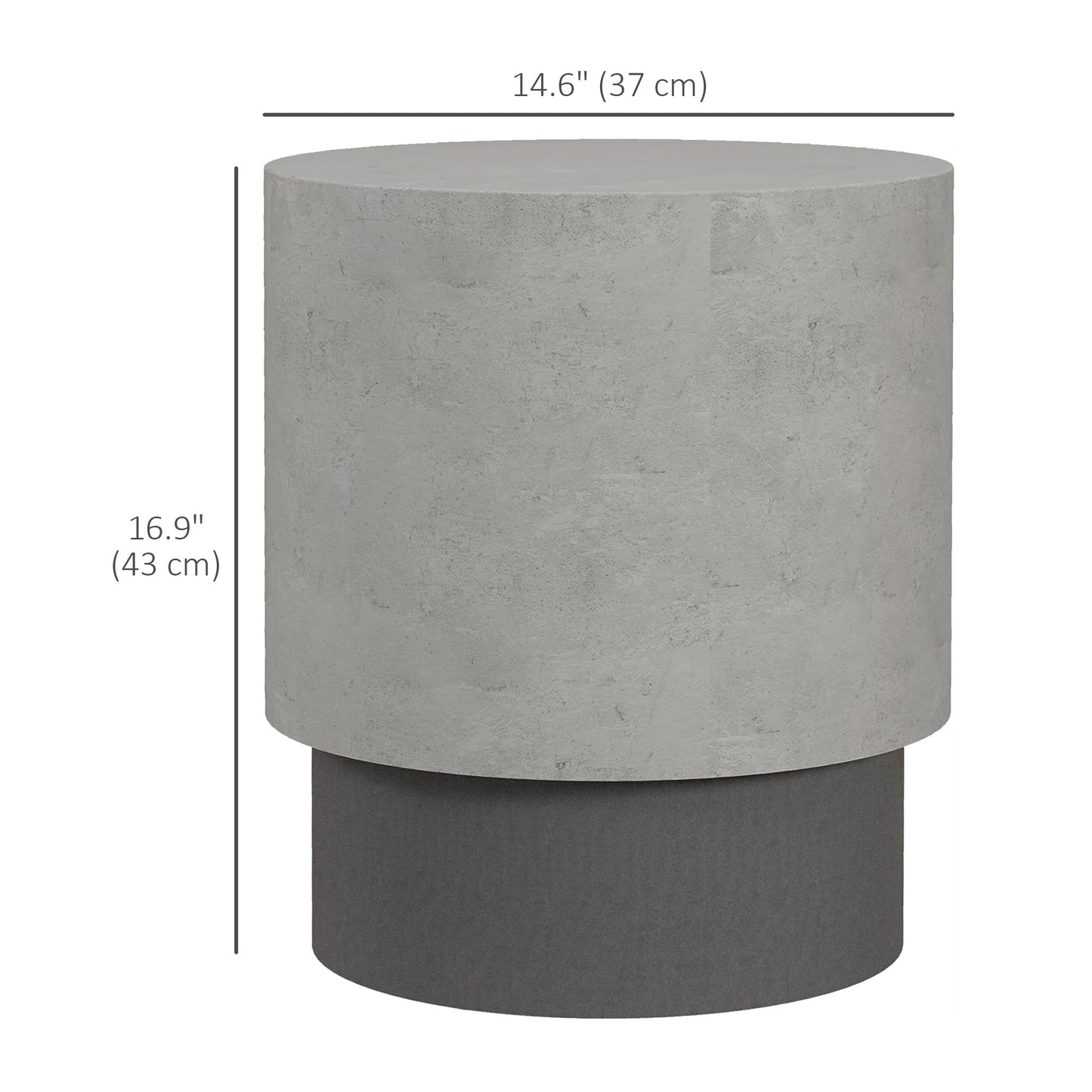 Lightweight Accent Table with Concrete Finish, Round Side Table with 4 Adjustable Feet for Indoor, Outdoor Side Tables   at Gallery Canada