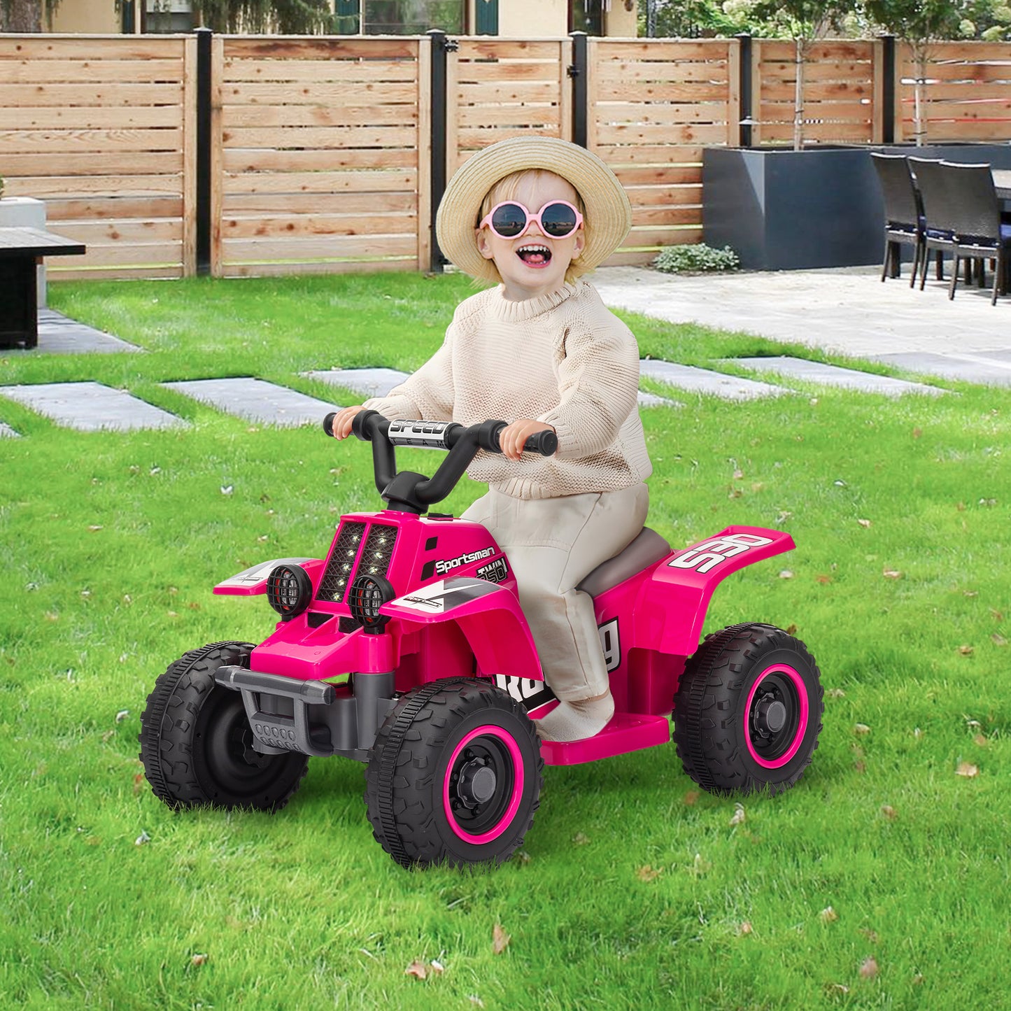 6V Kids ATV Quad, 4 Wheeler Battery Powered Electric Ride on Car w/ Lights, Forward Backward, for 3-6 Years, Pink Electric Toy Cars   at Gallery Canada