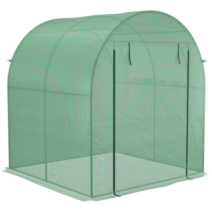 6' x 6' x 6.6' Walk-in Greenhouse, Tunnel Green House with Zippered Door, Roll-up Window, PE Cover, Steel Frame, Green Greenhouses   at Gallery Canada