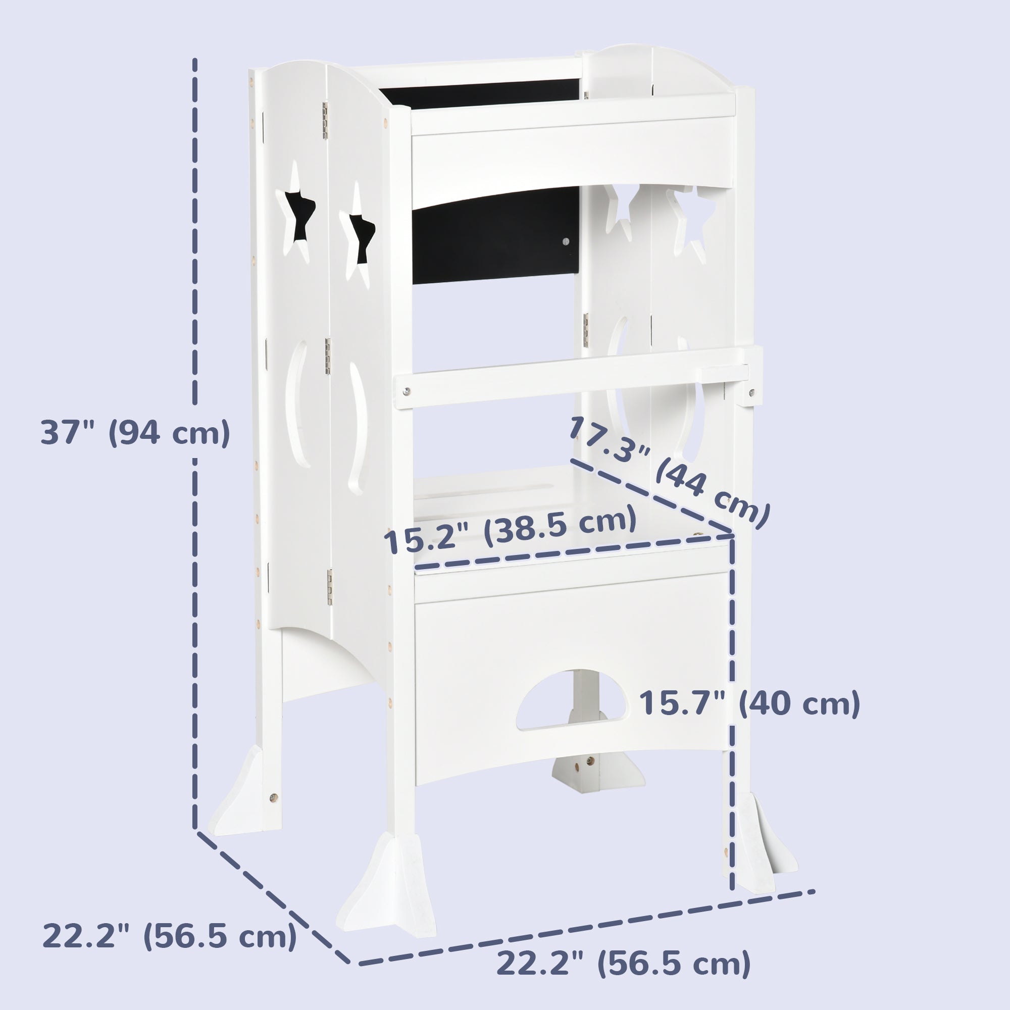 Kids Kitchen Helper Foldable Step Stool Toddler Kitchen Stool with Blackboard Lockable Handrail for 3-6 Years old White Toddler & Kids Step Stools at Gallery Canada
