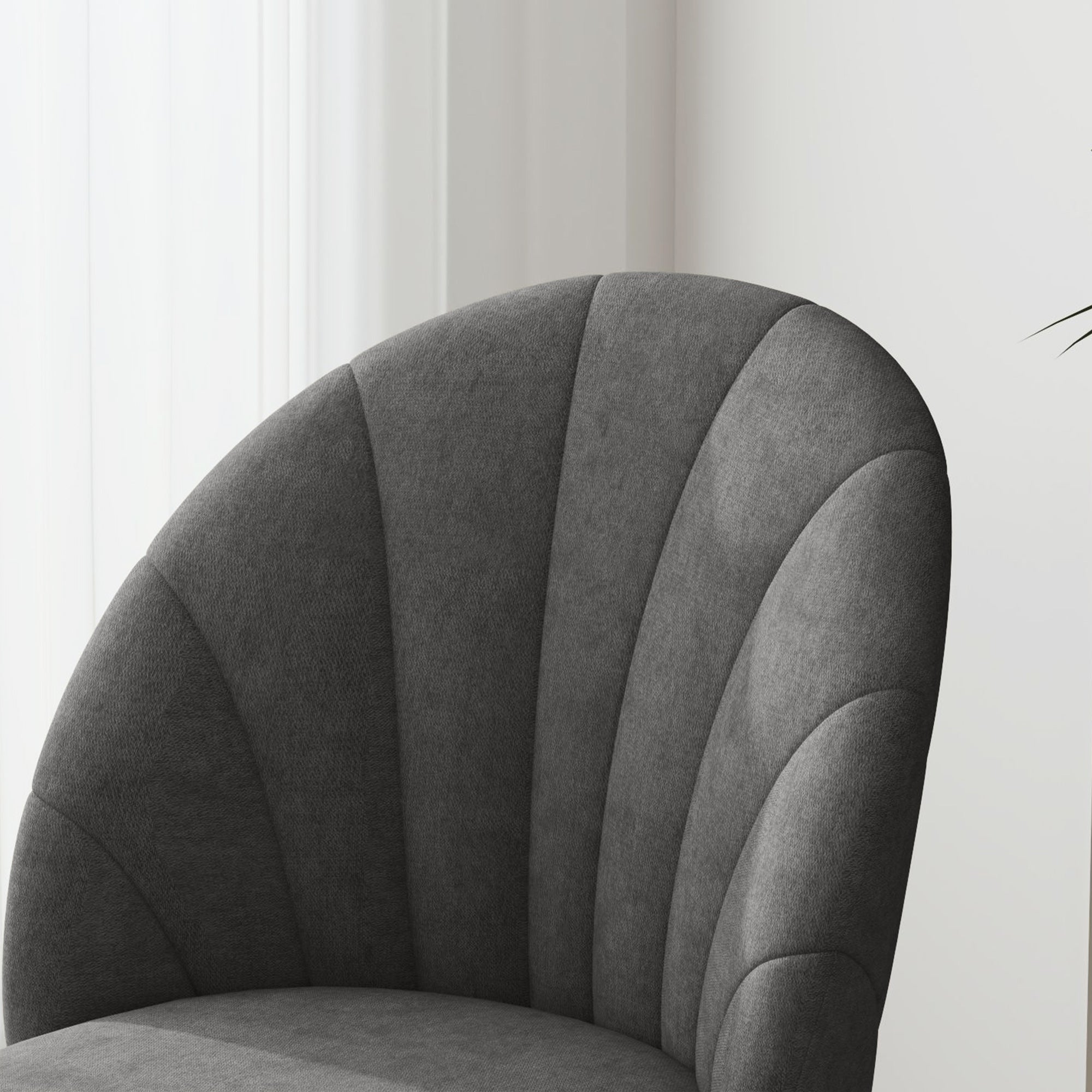 Modern Dining Chairs Set of 4, Upholstered Dining Room Chairs with Metal Legs, Shell Backrest, Padded Seat, Dark Grey Dining Chairs at Gallery Canada