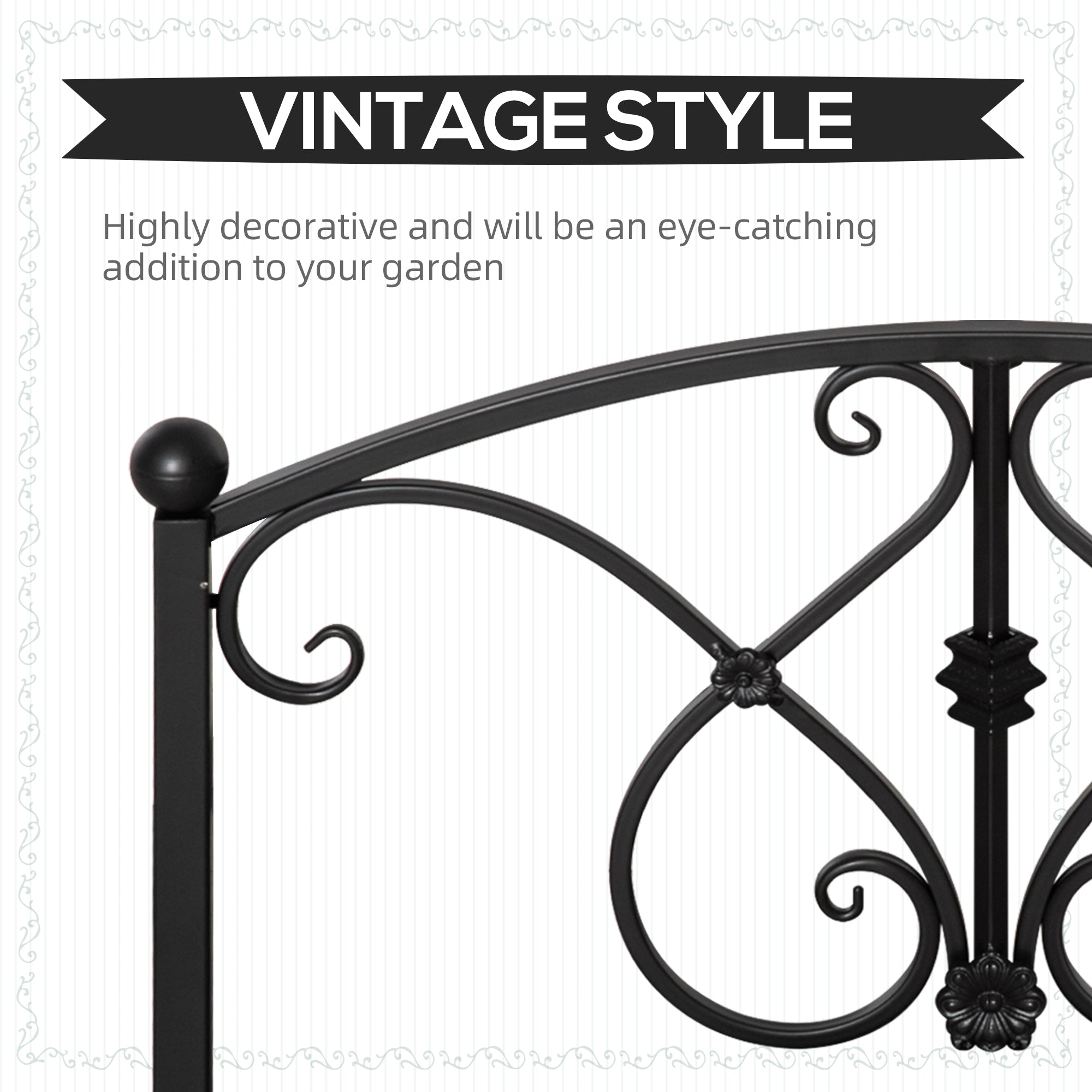 Garden Bridge 3.3FT, Decorative Classic Backyard Pond Bridge with Safety Railings Black Garden Decor at Gallery Canada