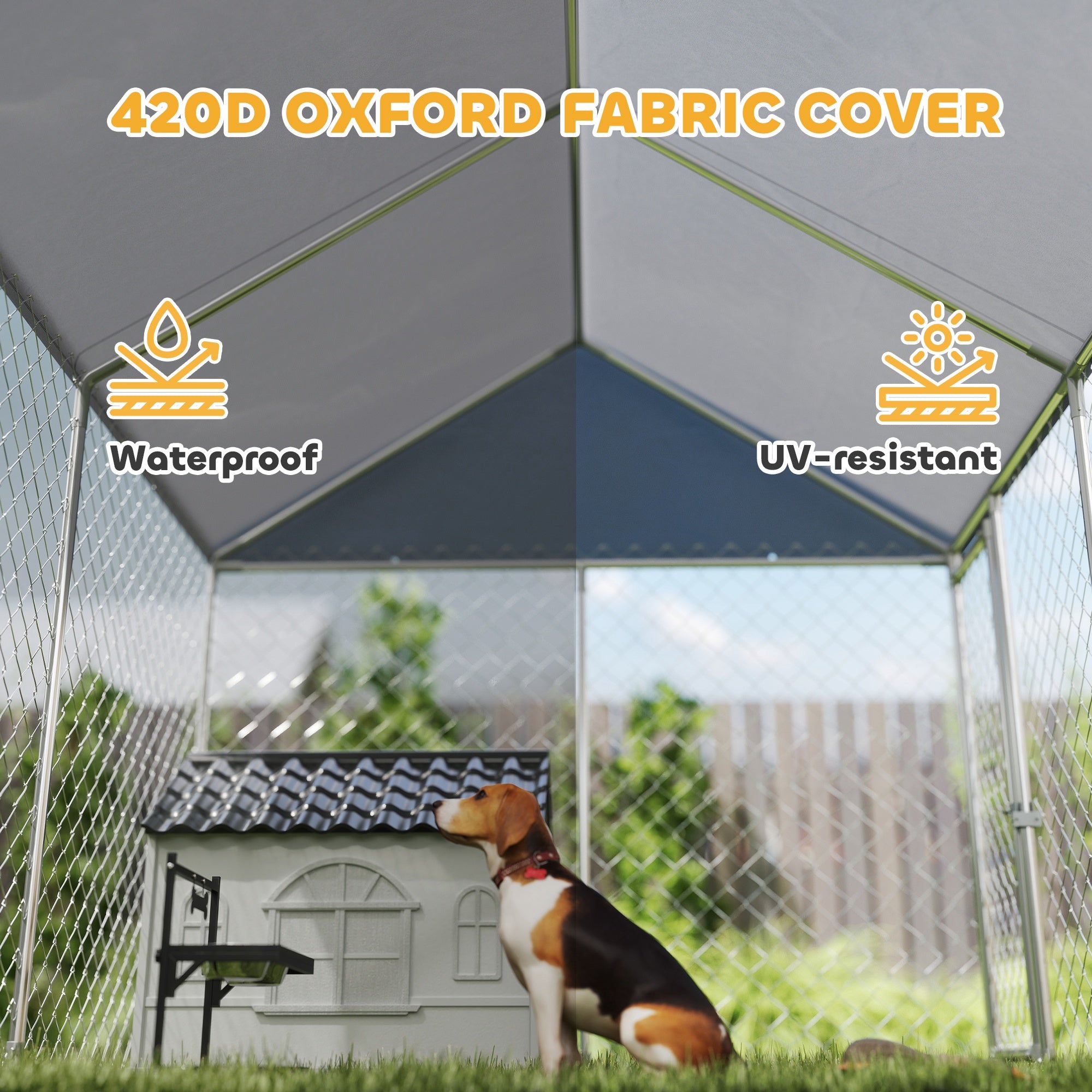 Outdoor Dog Kennel with Waterproof &; Anti-UV Cover, Quick-Connect Frame, Secure Lock for Small Medium Dogs Houses, Kennels & Pens at Gallery Canada