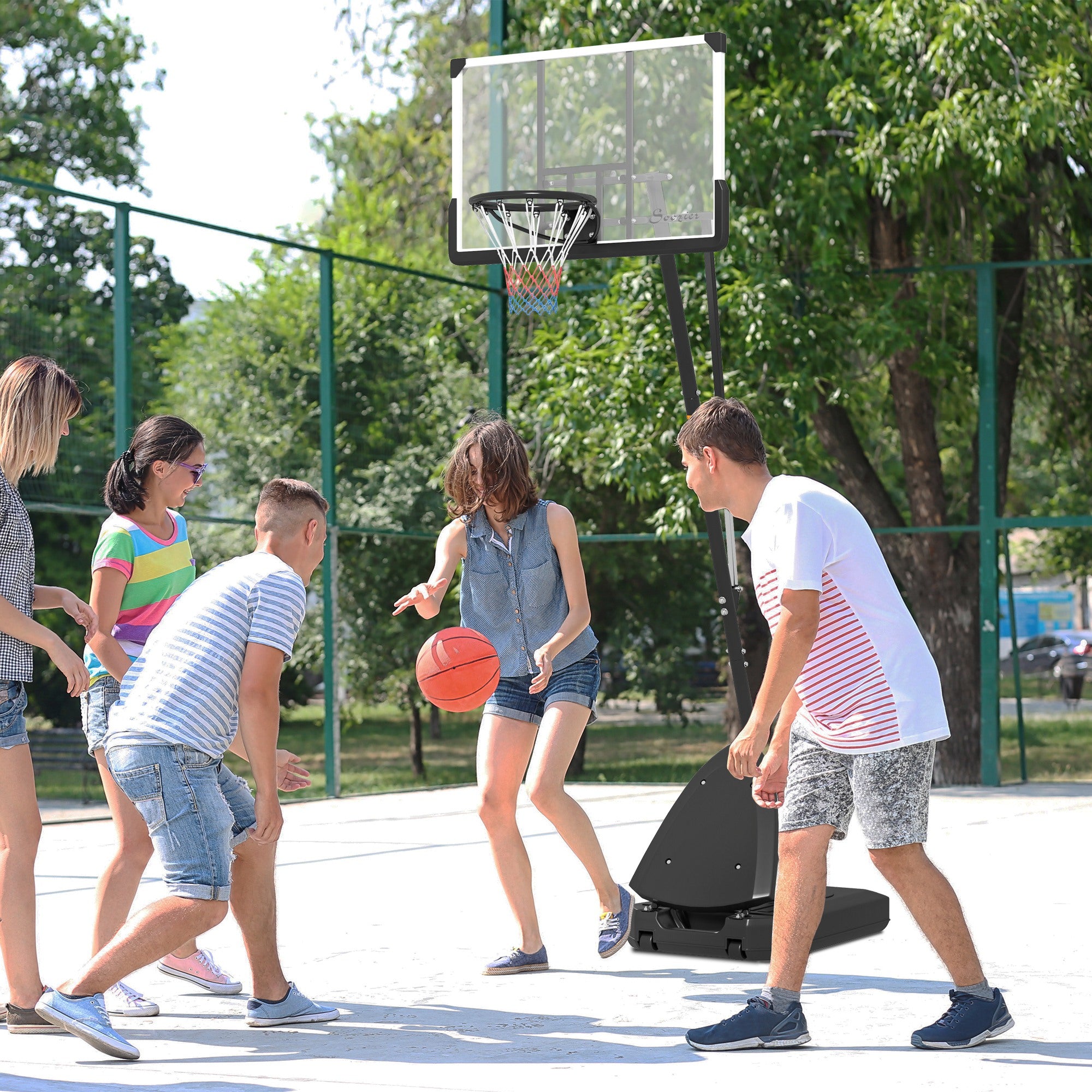 Basketball Hoop Outdoor, 5-10ft Portable Basketball Goal with 44