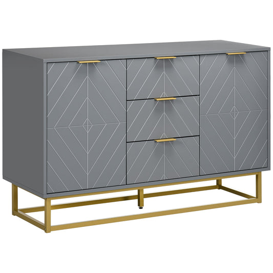 Contemporary 3-Drawer Sideboard Buffet Cabinet with Adjustable Shelves, Grey Bar Cabinets Grey  at Gallery Canada