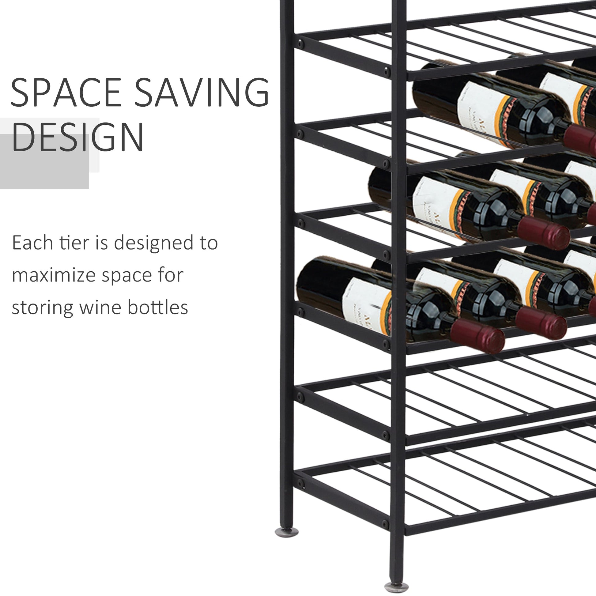 9-Tier Metal Wine Bottle Rack 54 Bottles Freestanding Wine Storage Holder Home Bar Wine Display Stand Cellar Bottle Organizer Black Wine Racks   at Gallery Canada