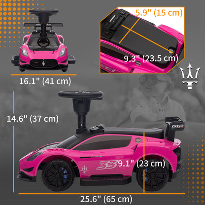 6V Maserati GT2 Licensed Electric Car for Kids, Ride on Car with Under Seat Storage, LED Headlights Music, Pink Electric Toy Cars   at Gallery Canada