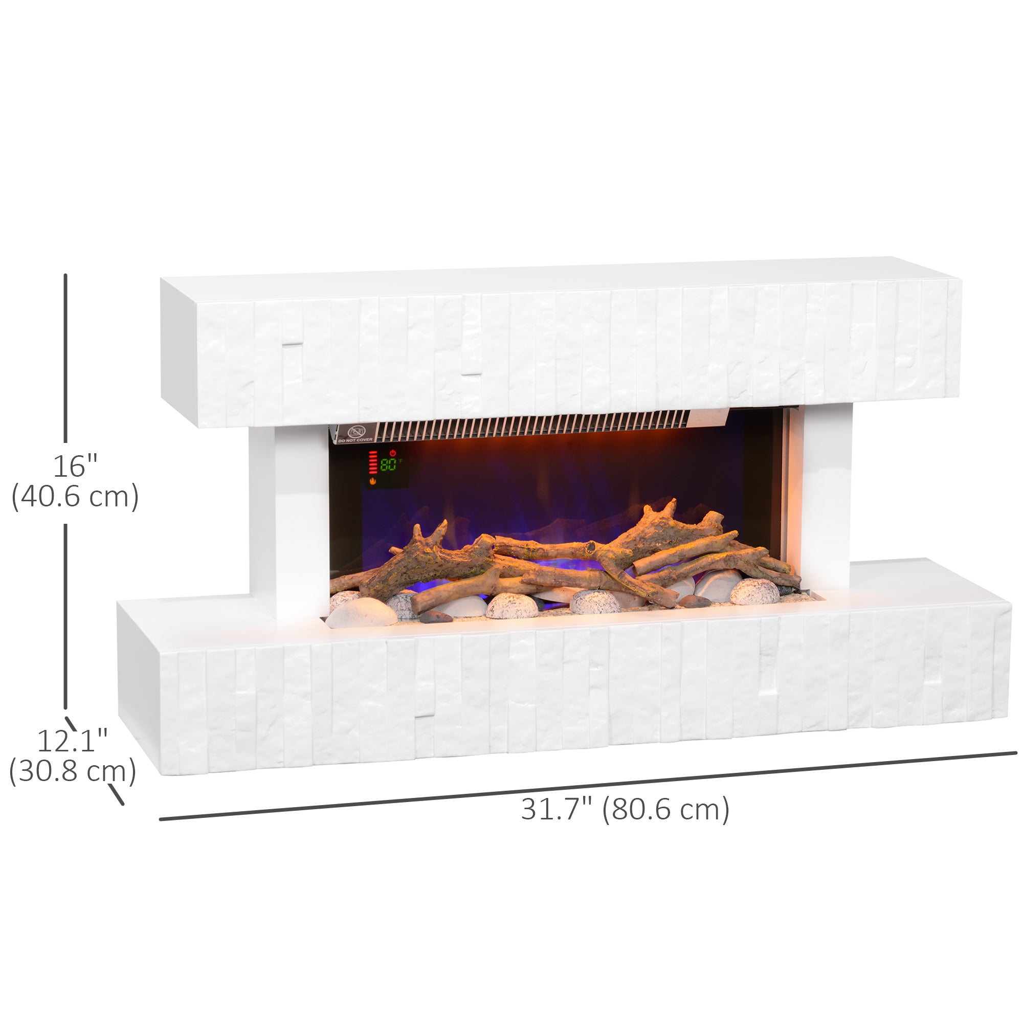 32 Inches Freestanding Electric Fireplace with Mantel, 1500W Replaceable Fireplace Insert Heater with Timer, White Electric Fireplaces at Gallery Canada
