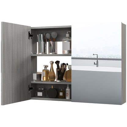 Bathroom Mirror Cabinet, Wall-Mounted Storage Organizer with Double Doors, Adjustable Shelf, Grey Mirror Medicine Cabinets   at Gallery Canada