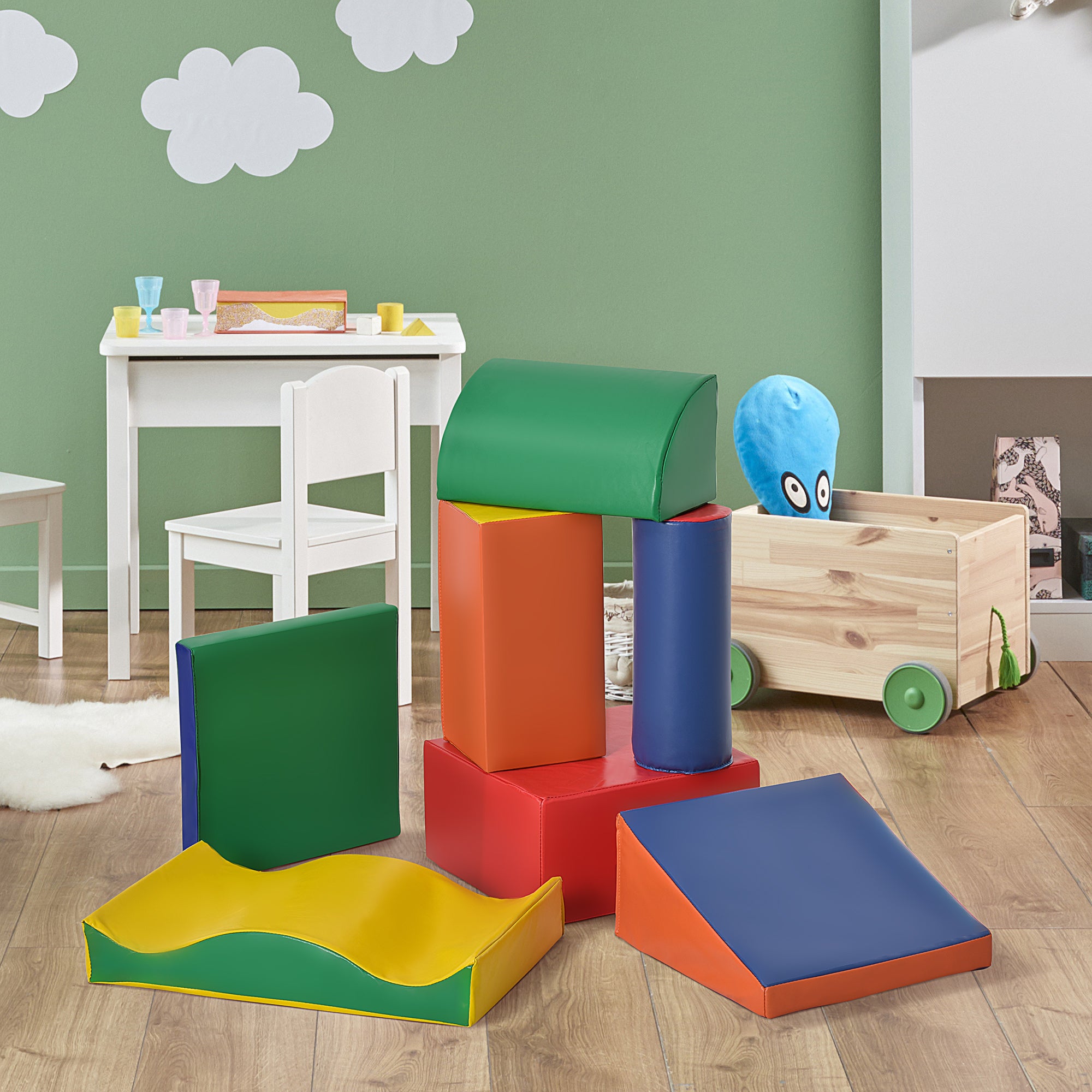 7 Pieces Soft Play Foam Climbing Blocks, Indoor Modular Kids Play Toys for Climbing, Crawling, Sliding, Multicolour Baby Gym & Playmats at Gallery Canada