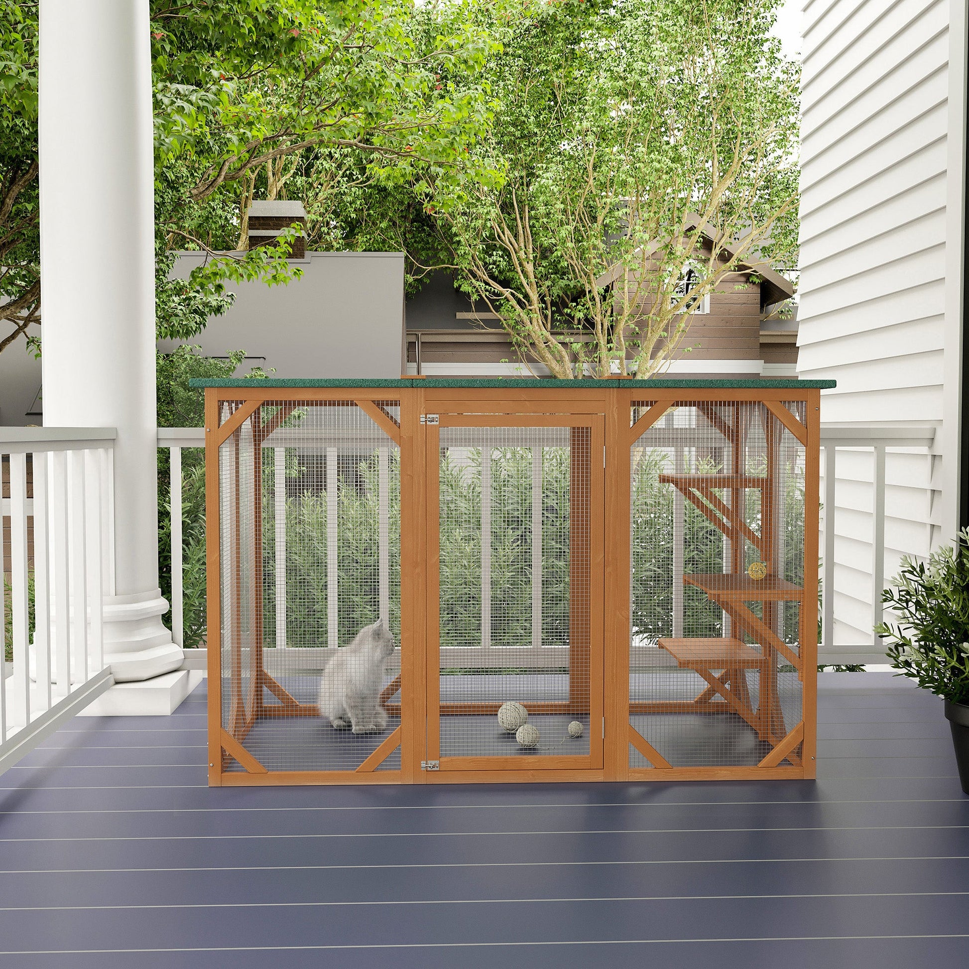 Multi-Level Cat Cage Catio with Waterproof Roof and Lock for Small Pets, Orange Outdoor Cat Enclosures   at Gallery Canada