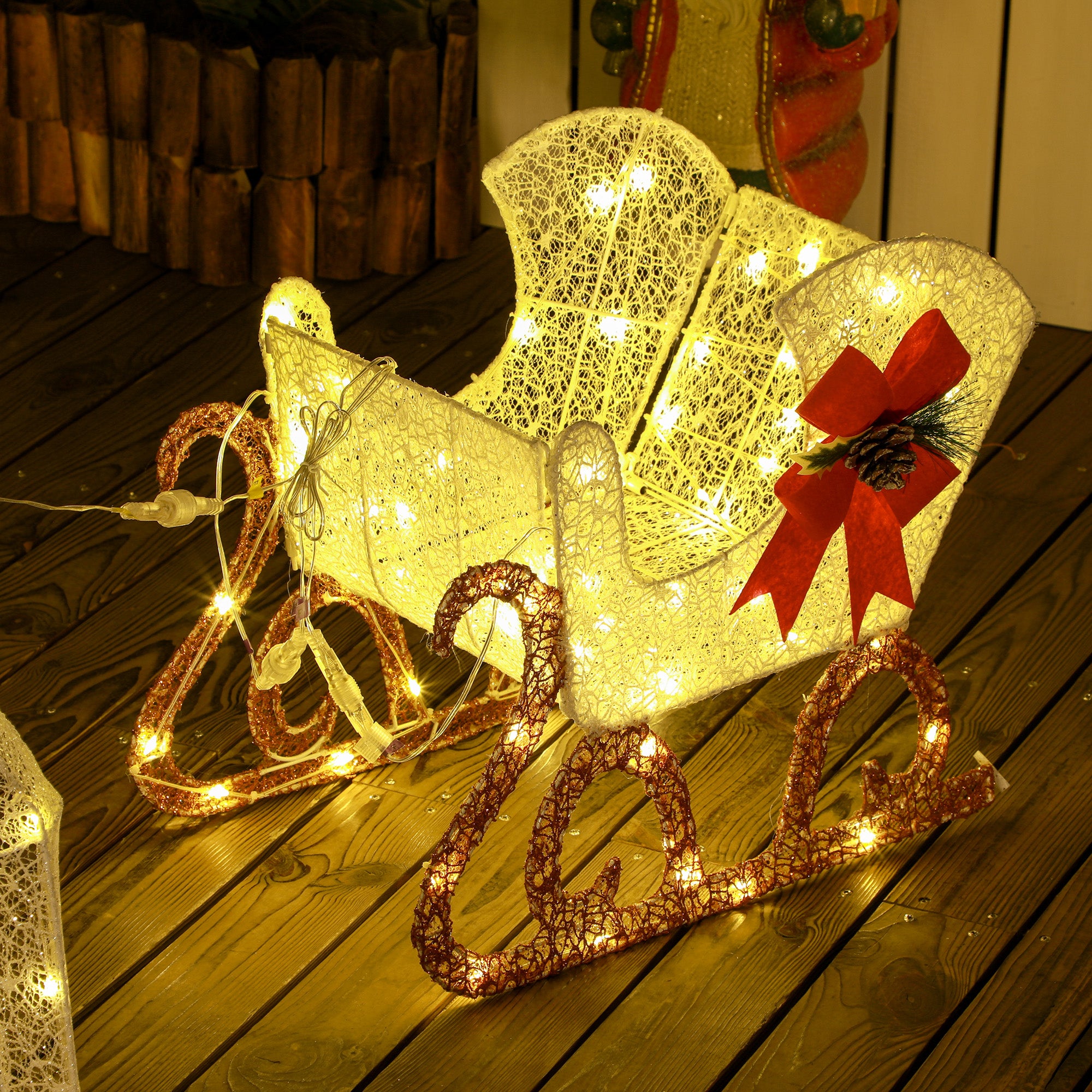 Outdoor Lighted Deer Xmas Decor, Light Up Reindeer Christmas Decoration w/ 170 LED Lights for Holiday, Garden, White Christmas Deer Lights   at Gallery Canada