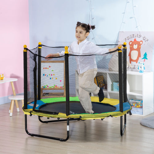 4.6FT Trampoline for Kids with Enclosure Net for Ages 3-10, Indoor Outdoor Use, Black