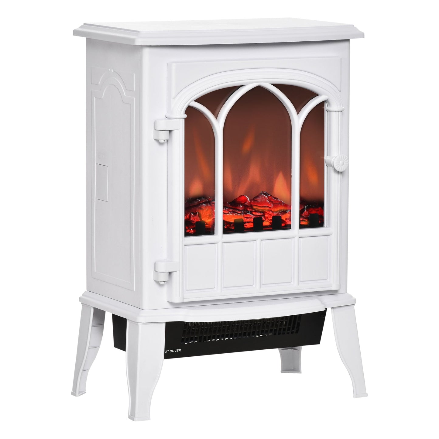 Electric Fireplace Stove, Freestanding Fireplace Heater with Realistic Flame, Adjustable brightness, Overheating Safety System, White Electric Fireplaces   at Gallery Canada