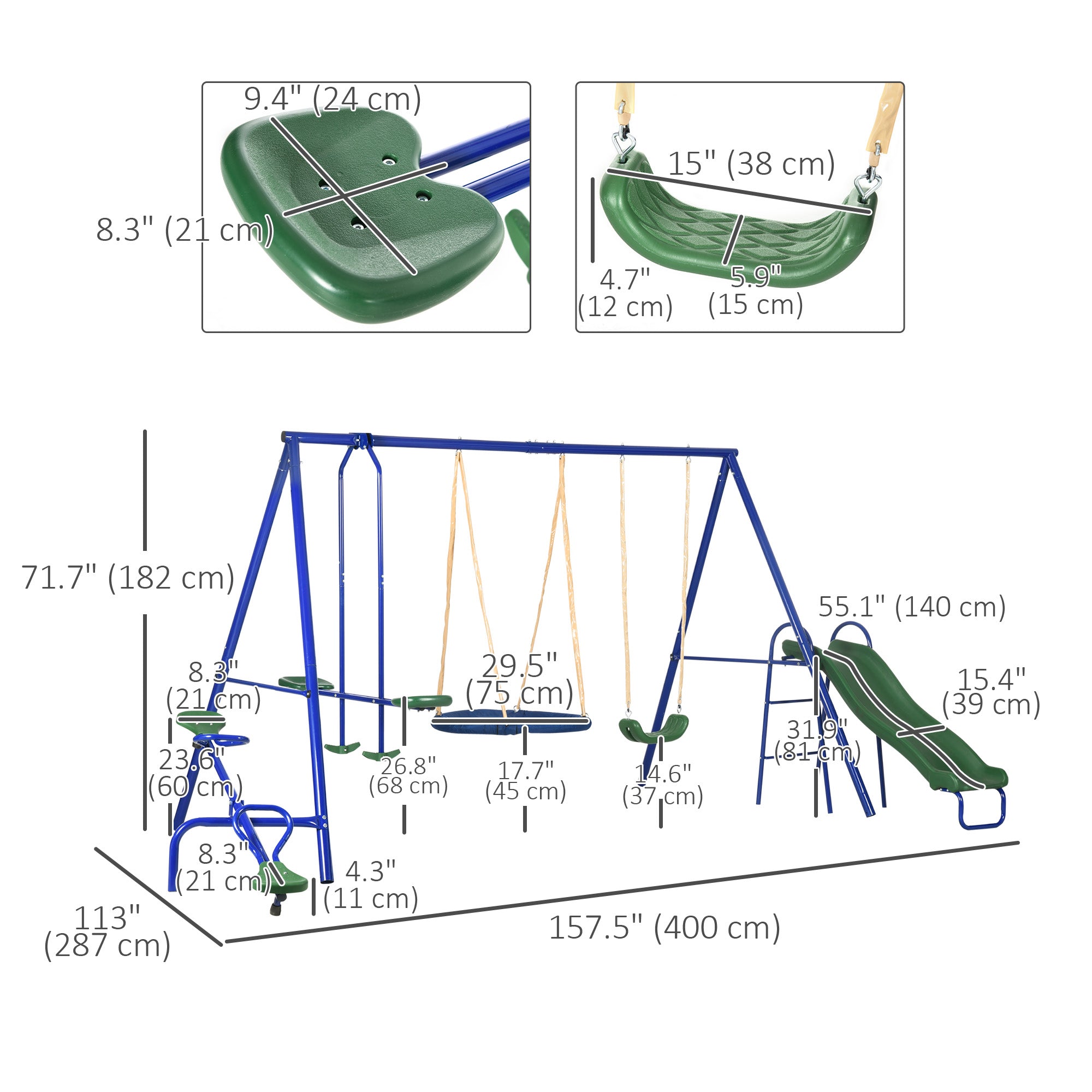 5 in1 Kids Swing Set with Saucer Swing, Slide, Seesaw, Glider, Swing Seat for Backyard, Playground Gym Sets & Swings at Gallery Canada