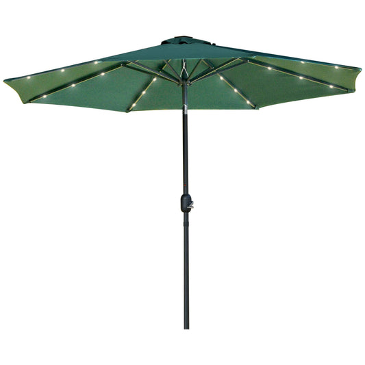 9ft Solar Patio Umbrella Outdoor Sunshade 24 LED Lights Tilt Canopy Green Sun Umbrellas Multi Colour  at Gallery Canada