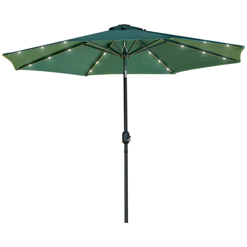 9ft Solar Patio Umbrella Outdoor Sunshade 24 LED Lights Tilt Canopy Green