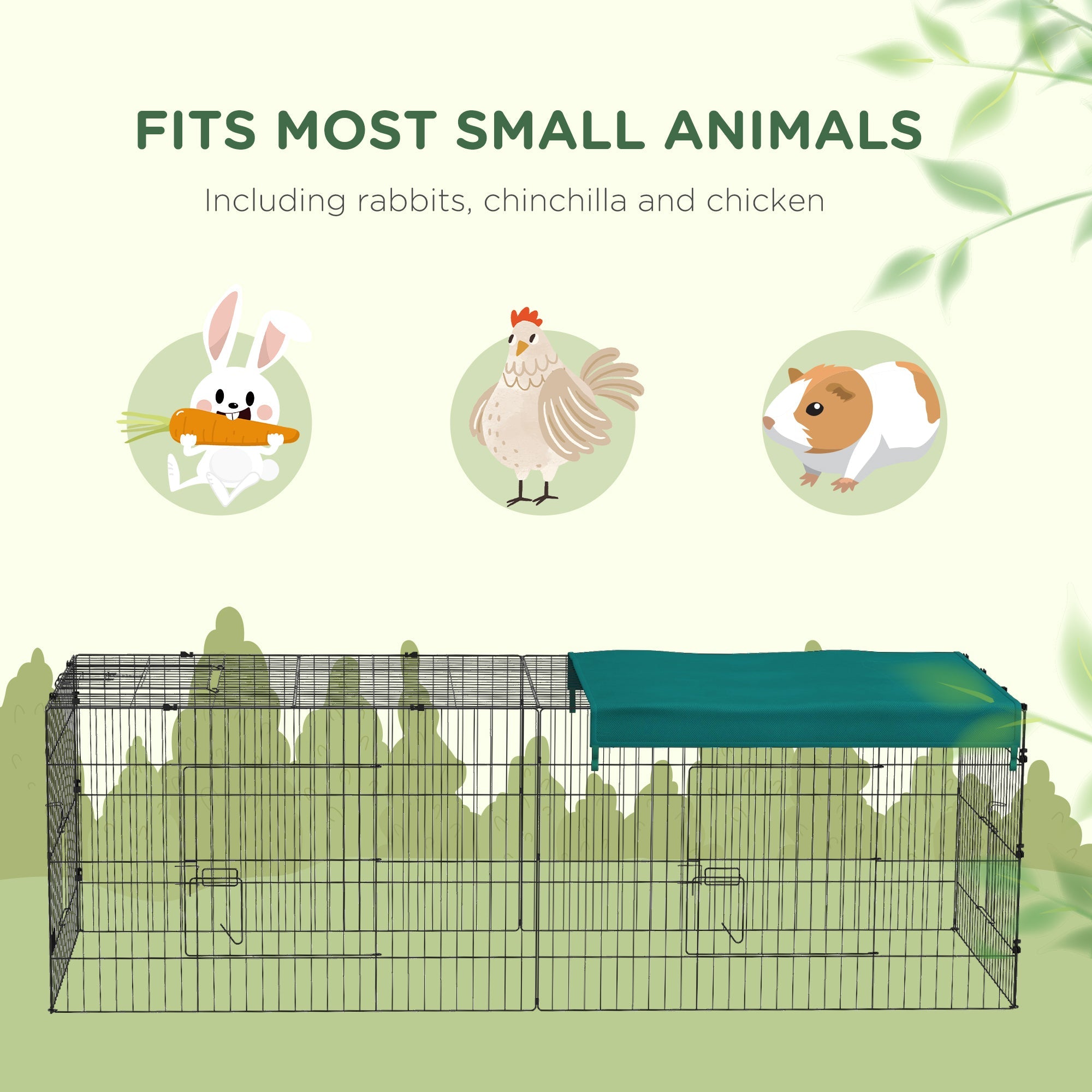 Small Animal Cage with Roof, Indoor/Outdoor Use, for Chicken, Rabbits, Chinchillas, 87