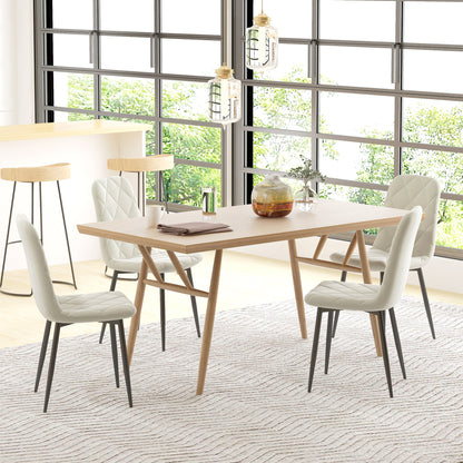 Dining Chairs Set of 4, Upholstered Dining Room Chairs with Steel Legs, Modern Kitchen Chair for Dining Room, Cream Bar Stools   at Gallery Canada