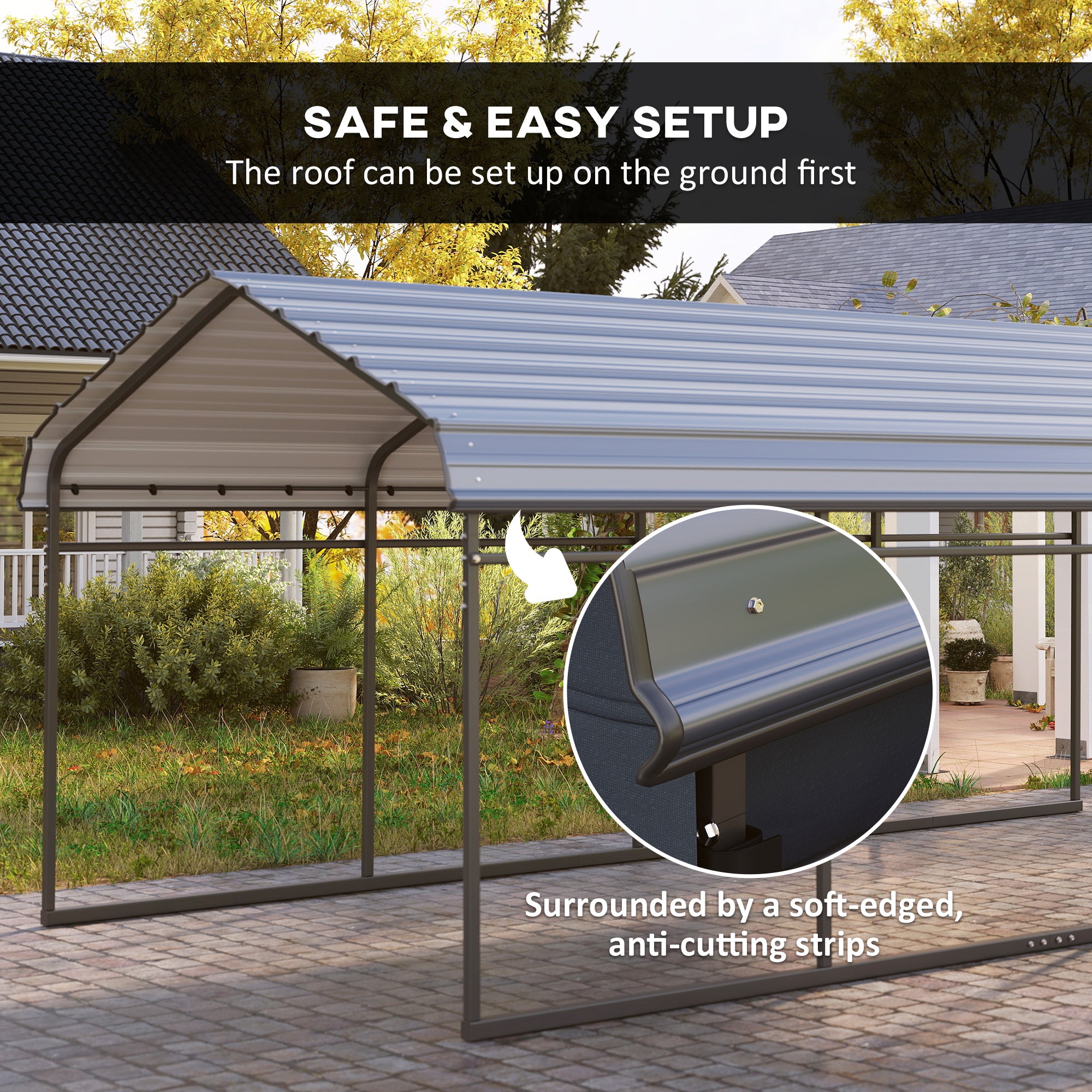 12' x 20' Metal Carport, Heavy Duty Garage Car Shelter with Galvanized Metal Roof and Removable Sidewalls, Dark Grey Car Shelters at Gallery Canada