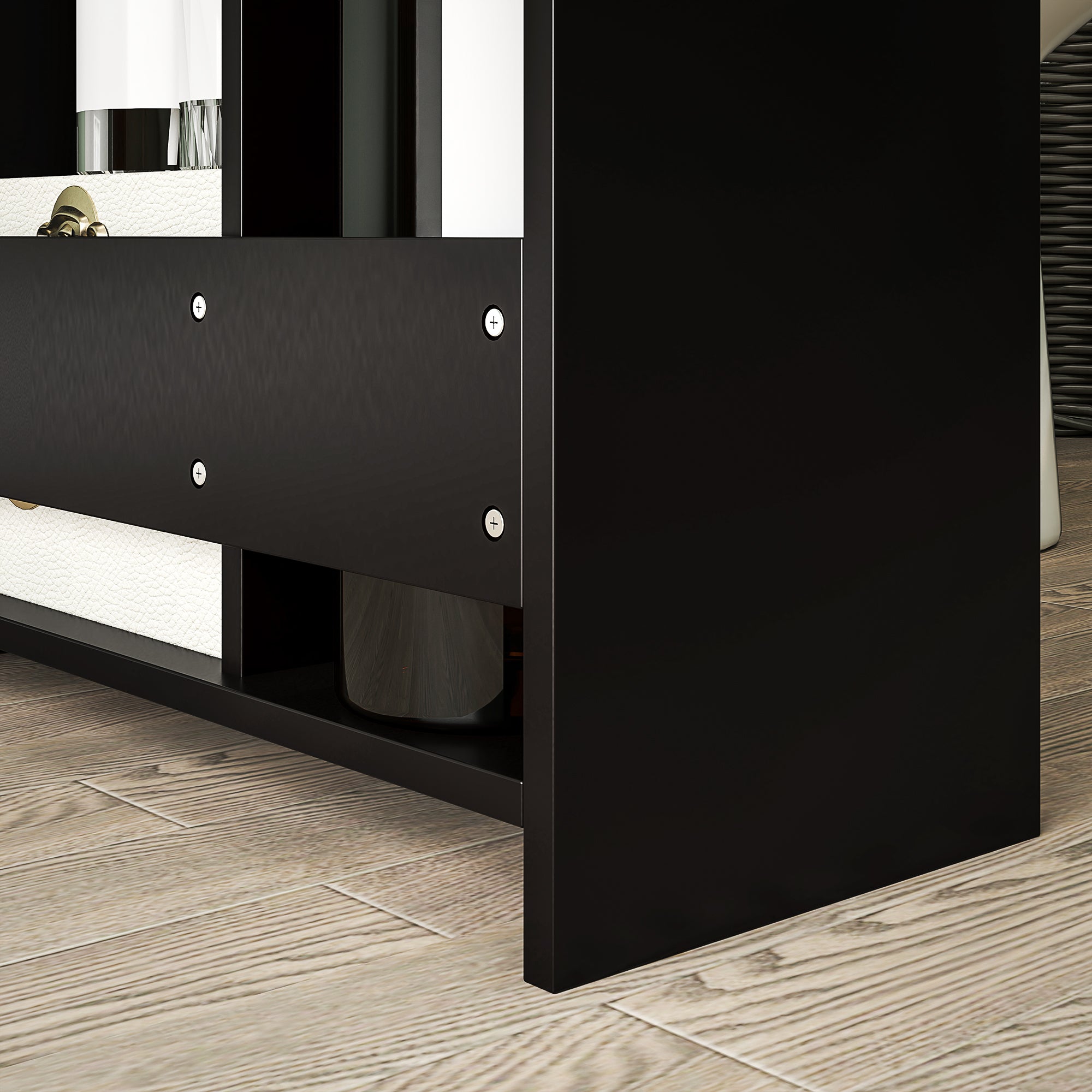 Space Saving Toilet Paper Cabinet, Narrow Bathroom Cabinet with Drawers and Hidden Storage, Black Bathroom Cabinets at Gallery Canada