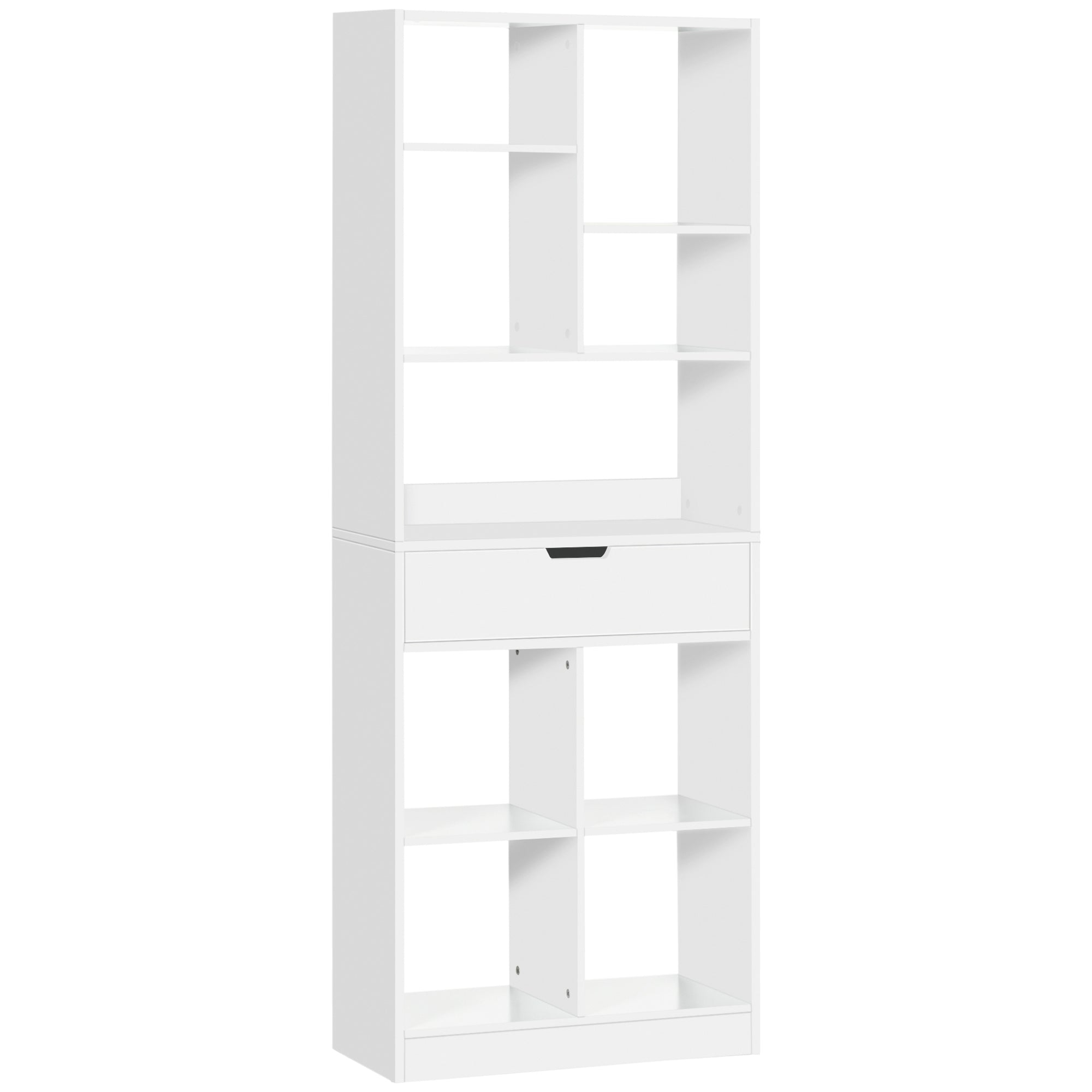 Wooden Bookshelf, Freestanding Bookcase with Drawer, Display Shelf Storage Shelving for Home Office, White White Bookshelves White  at Gallery Canada