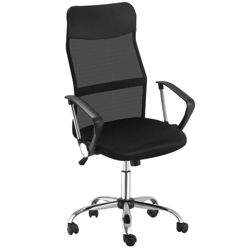 Mesh Office Chair, High Back Desk Chair, Swivel Computer Chair with Adjustable Height, Wheels, Black