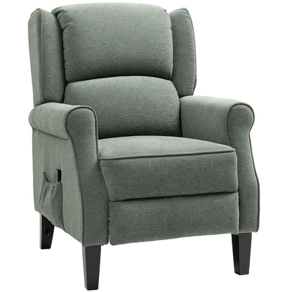 Push Back Recliner Chair, Vibration Massage Recliner for Living Room with Extendable Footrest, Remote, Dark Green Sofas & Reclining Chairs at Gallery Canada