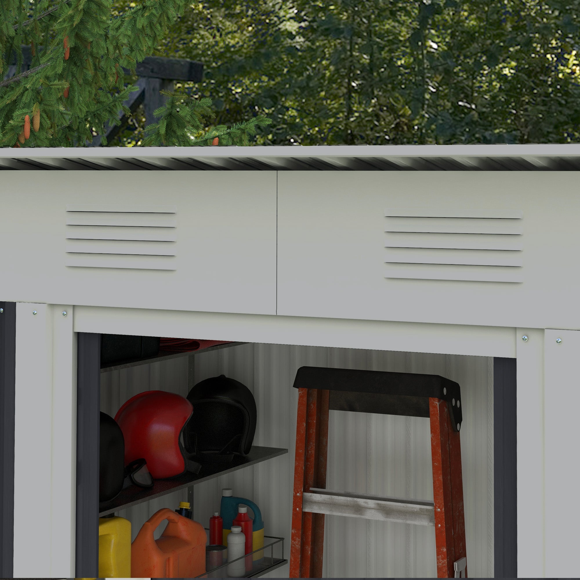 7' x 4' Outdoor Storage Shed, Metal Garden Tool Storage House Organizer with Lockable Sliding Doors and Vents for Backyard Patio Lawn, Charcoal Grey Sheds at Gallery Canada