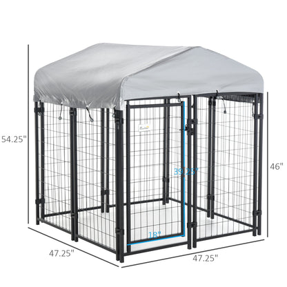 4' x 4' x 4.5' Large Outdoor Dog Kennel Steel Fence with UV-Resistant Oxford Cloth Roof &; Secure Lock Houses, Kennels & Pens   at Gallery Canada