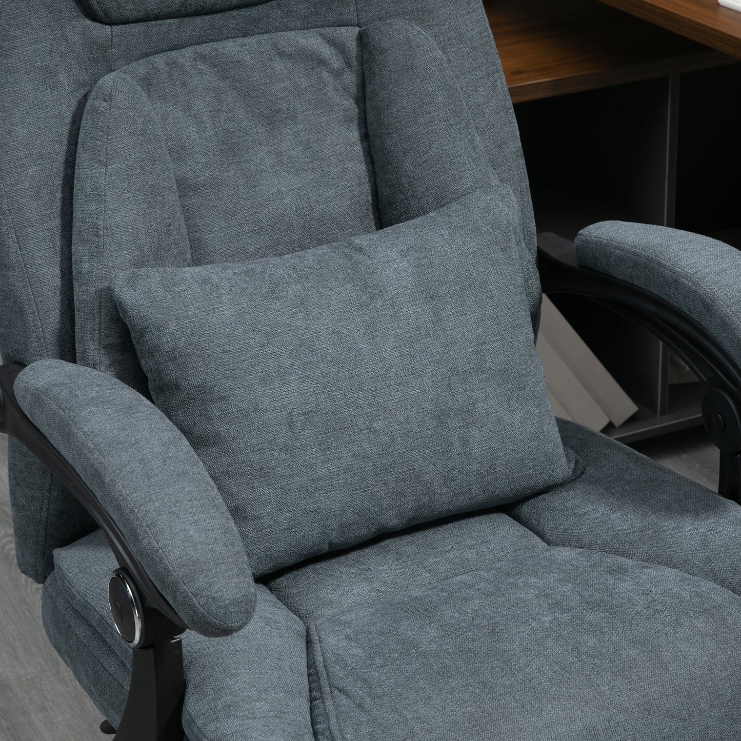 Massage Office Chair with Kneading, Swivel Fabric Recliner Chair with Footrest, Armrest, Grey Massage Chairs   at Gallery Canada