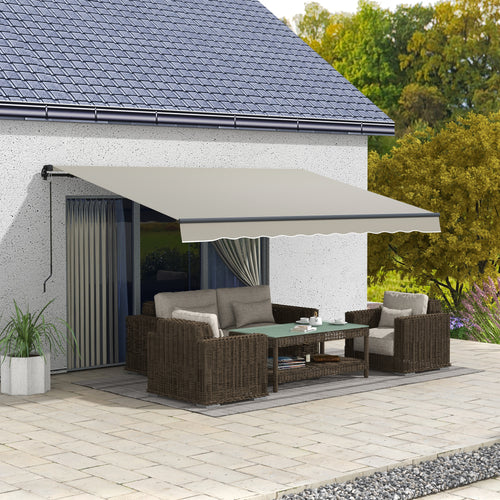 13' x 10' Retractable Awning, 280gsm UV Resistant Sunshade Shelter, for Deck, Balcony, Yard, Light Grey