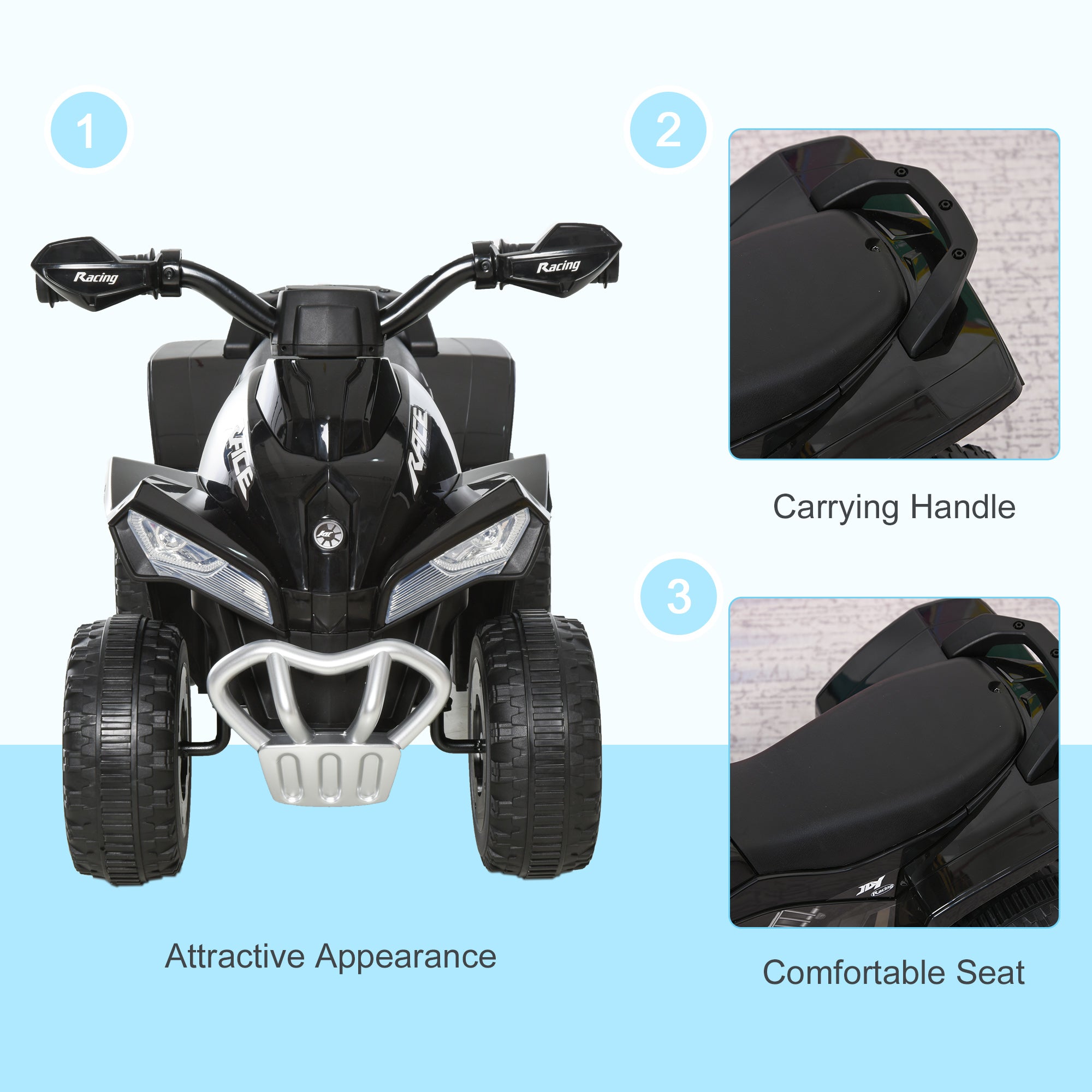 No Power 4 Wheels Ride on Toy for Kids, Foot To Floor Slider Toddler Ride-on Car with Music, Lightening, for 18-36 Months Black Push Cars for Toddlers at Gallery Canada