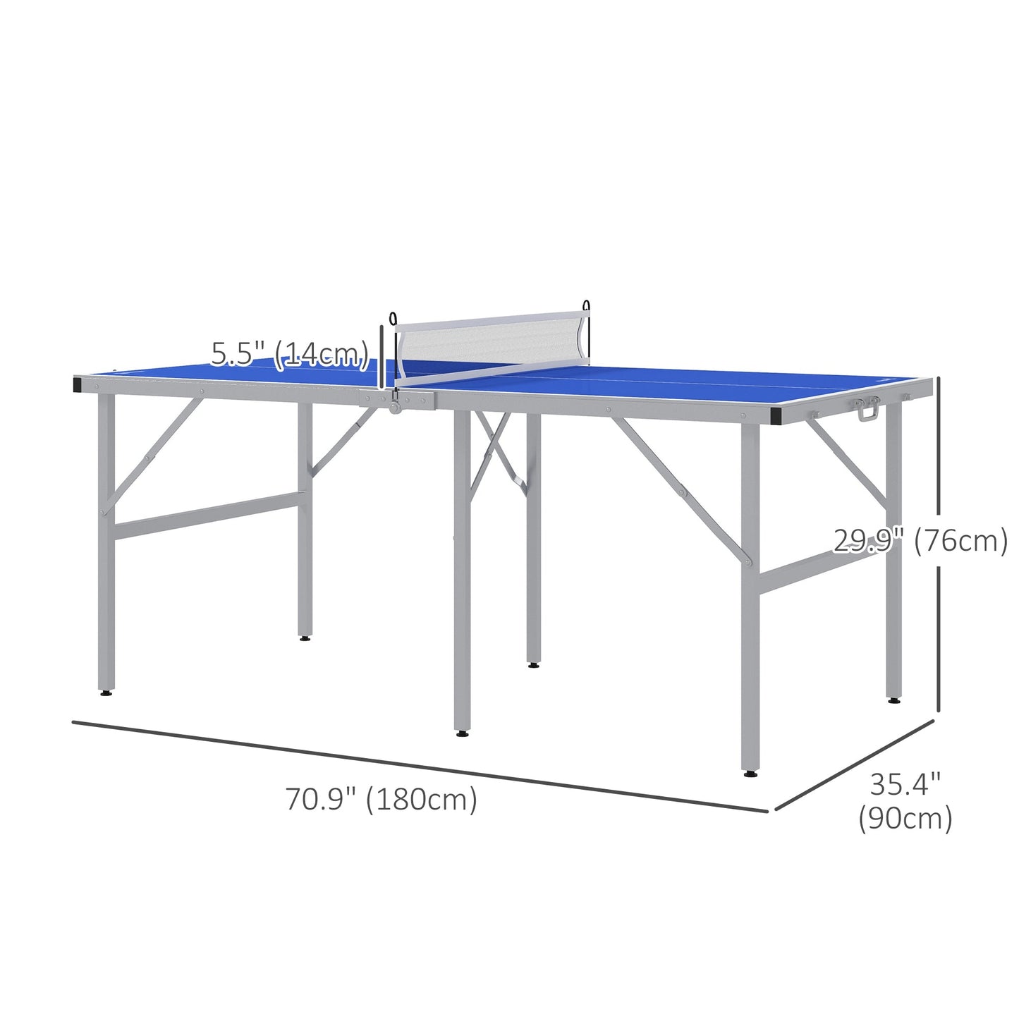 Portable Ping Pong Table Set, Table Tennis Table w/ Net, 2 Paddles, 3 Balls for Outdoor and Indoor, Easy Assembly, Blue Game Tables   at Gallery Canada