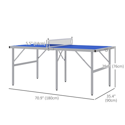 Portable Ping Pong Table Set, Table Tennis Table w/ Net, 2 Paddles, 3 Balls for Outdoor and Indoor, Easy Assembly, Blue Game Tables   at Gallery Canada