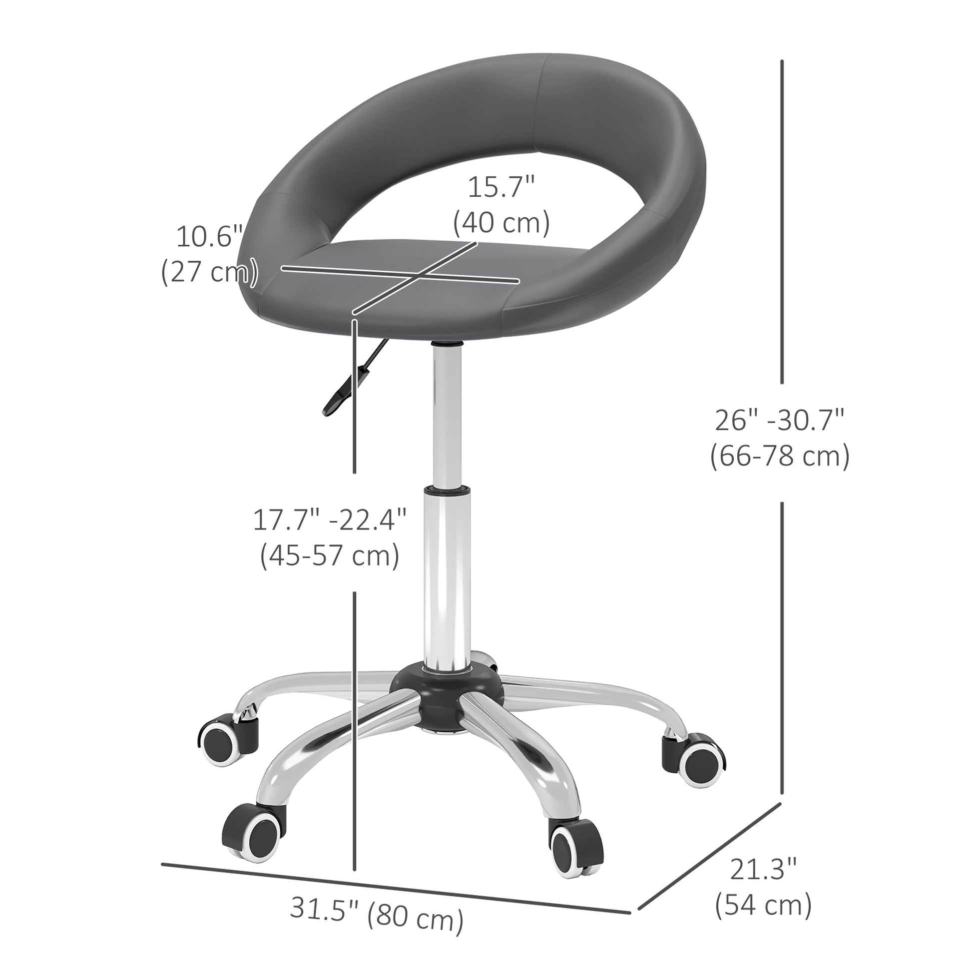 Modern Hydraulic Moon Salon Stool Rolling Swivel Chair Massage Spa Tattoo Pub Bar Stool, Grey Salon Stools   at Gallery Canada