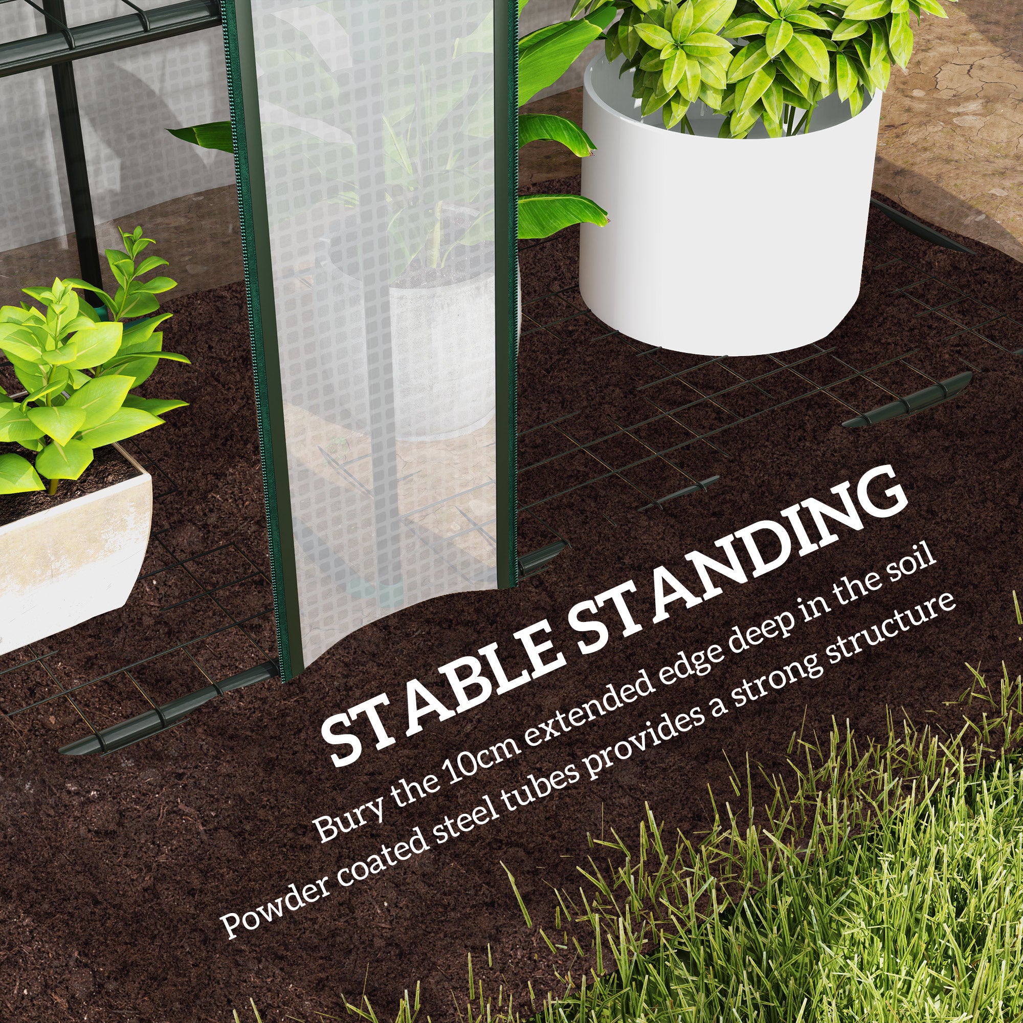 Lean-to Greenhouse with 3 Tier Shelves, Mini Greenhouse with 3 Roll-Up Doors for Indoor Outdoor, White Greenhouses at Gallery Canada
