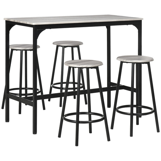 5-Piece Counter Height Bar Table and Chairs, Dining Table and Chairs Set for 4, Pub Table and Chairs - Gallery Canada