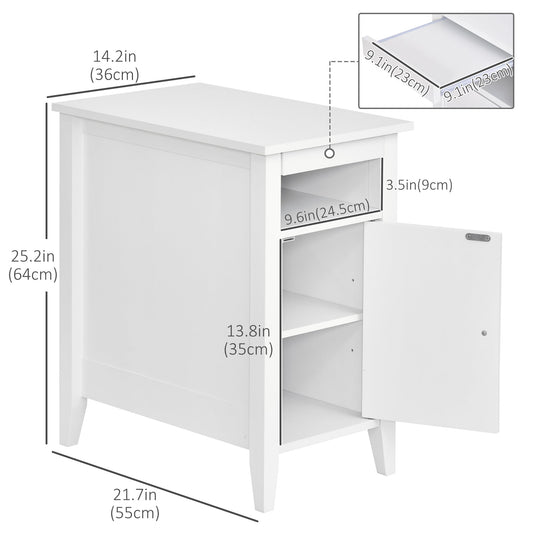 Wooden3-Tier Modern Nightstand with Pullout Shelf, Adjustable Open Shelf, and Door Cabinet, White - Gallery Canada