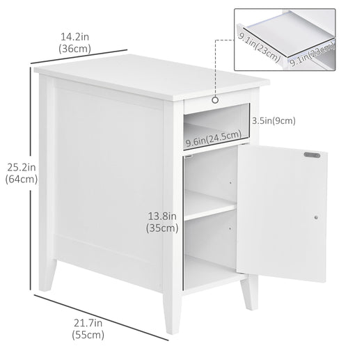 Wooden3-Tier Modern Nightstand with Pullout Shelf, Adjustable Open Shelf, and Door Cabinet, White