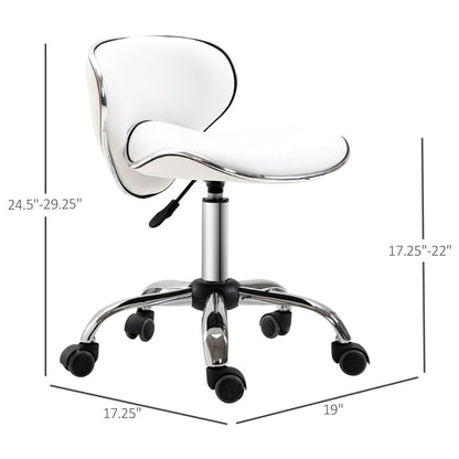 Adjustable Massage Stool Spa Beauty Salon Chair 360 Degrees Swivel Gas Lift PU Leather White Salon Stools   at Gallery Canada