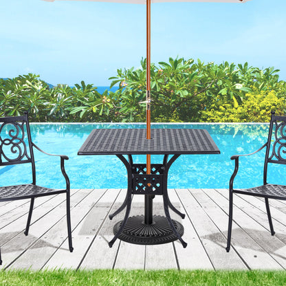 36" x 36" Square Metal Outdoor Patio Bistro Table with Umbrella Hole Black Patio Side Tables   at Gallery Canada