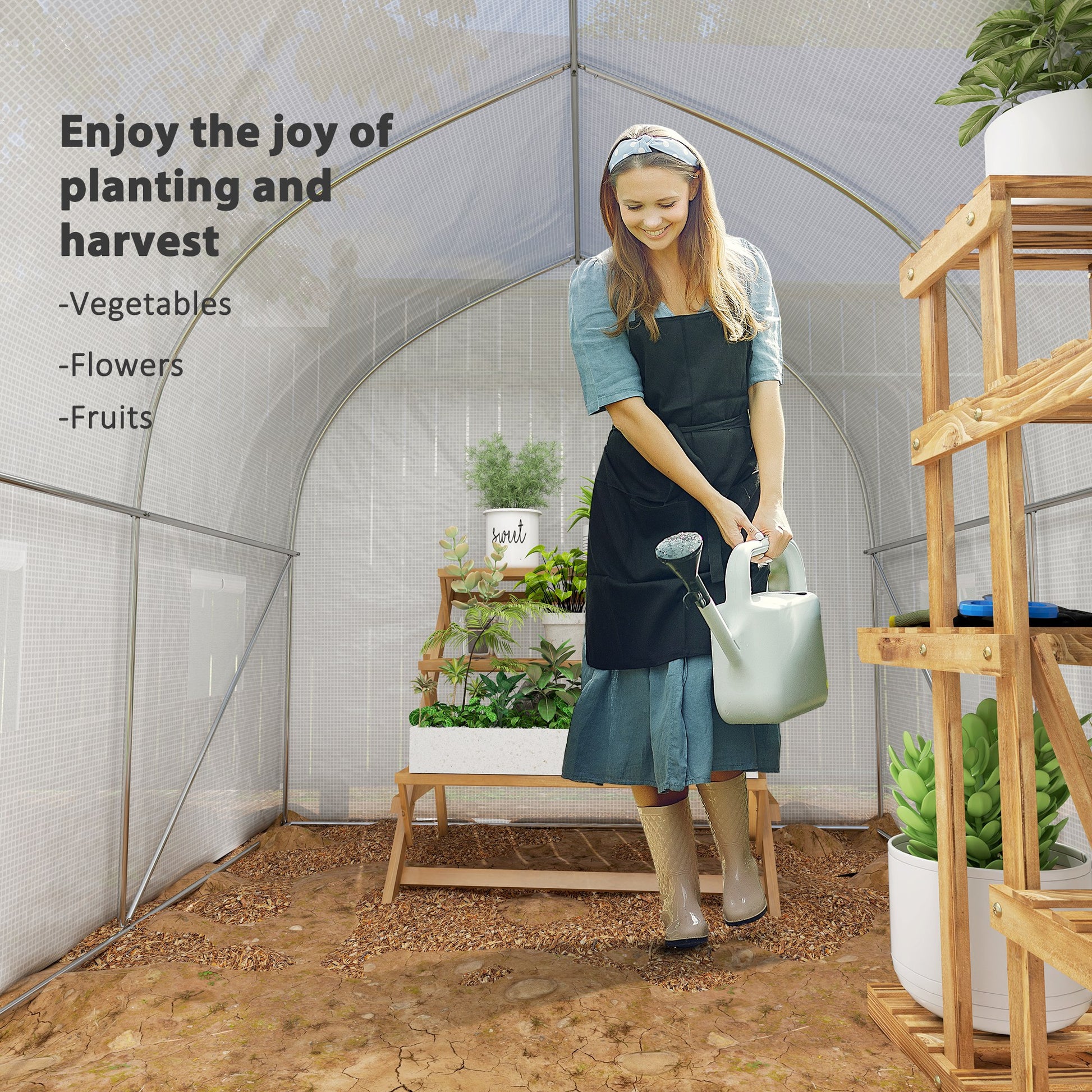 11.5' x 6.6' x 6.6' Portable Walk-In Tunnel Greenhouse Garden Warm House - White Tunnel Greenhouses at Gallery Canada