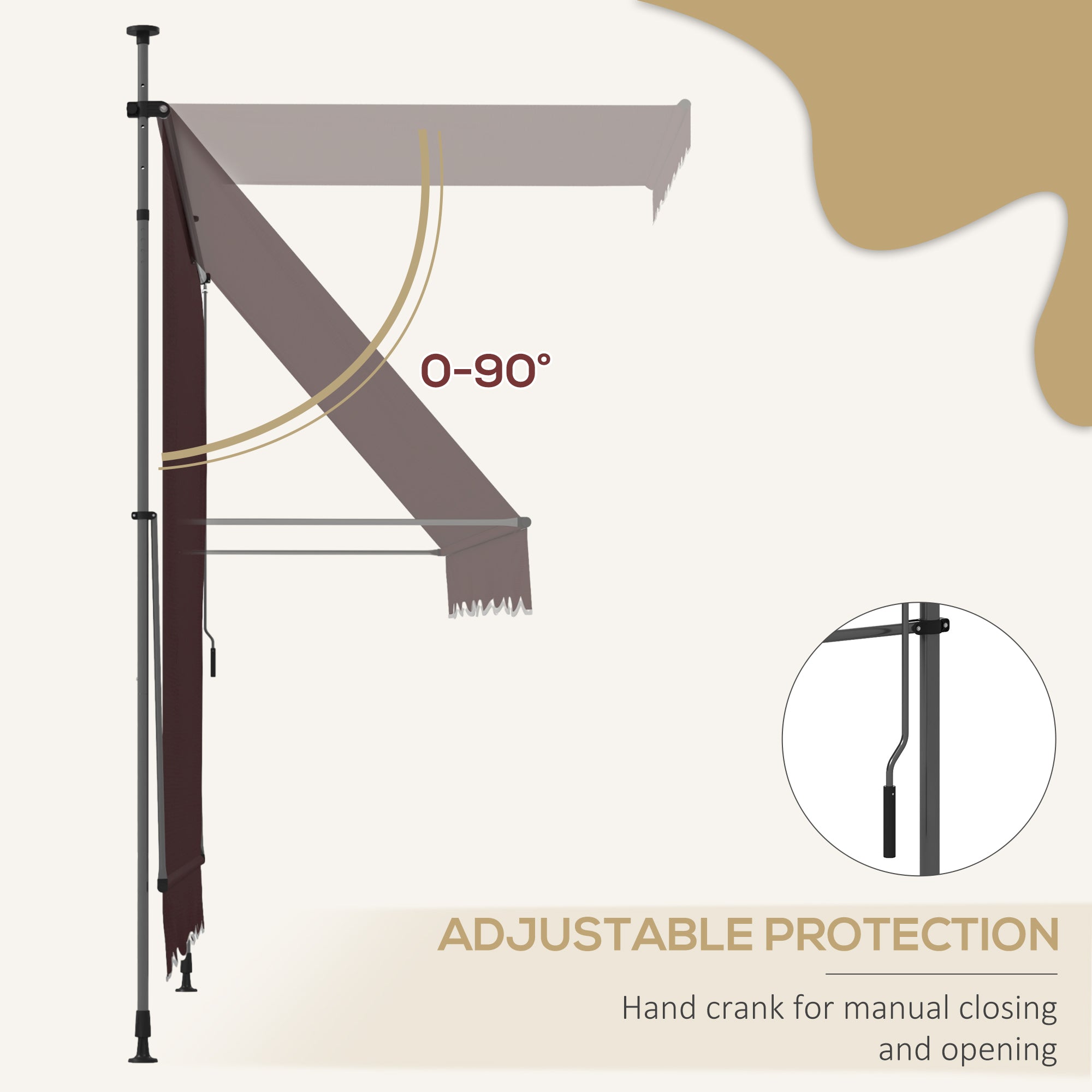 10' x 3' Manual Retractable Awning, Non-Screw Freestanding Patio Awning, UV Resistant, for Window or Door, Wine Red Window Awnings at Gallery Canada