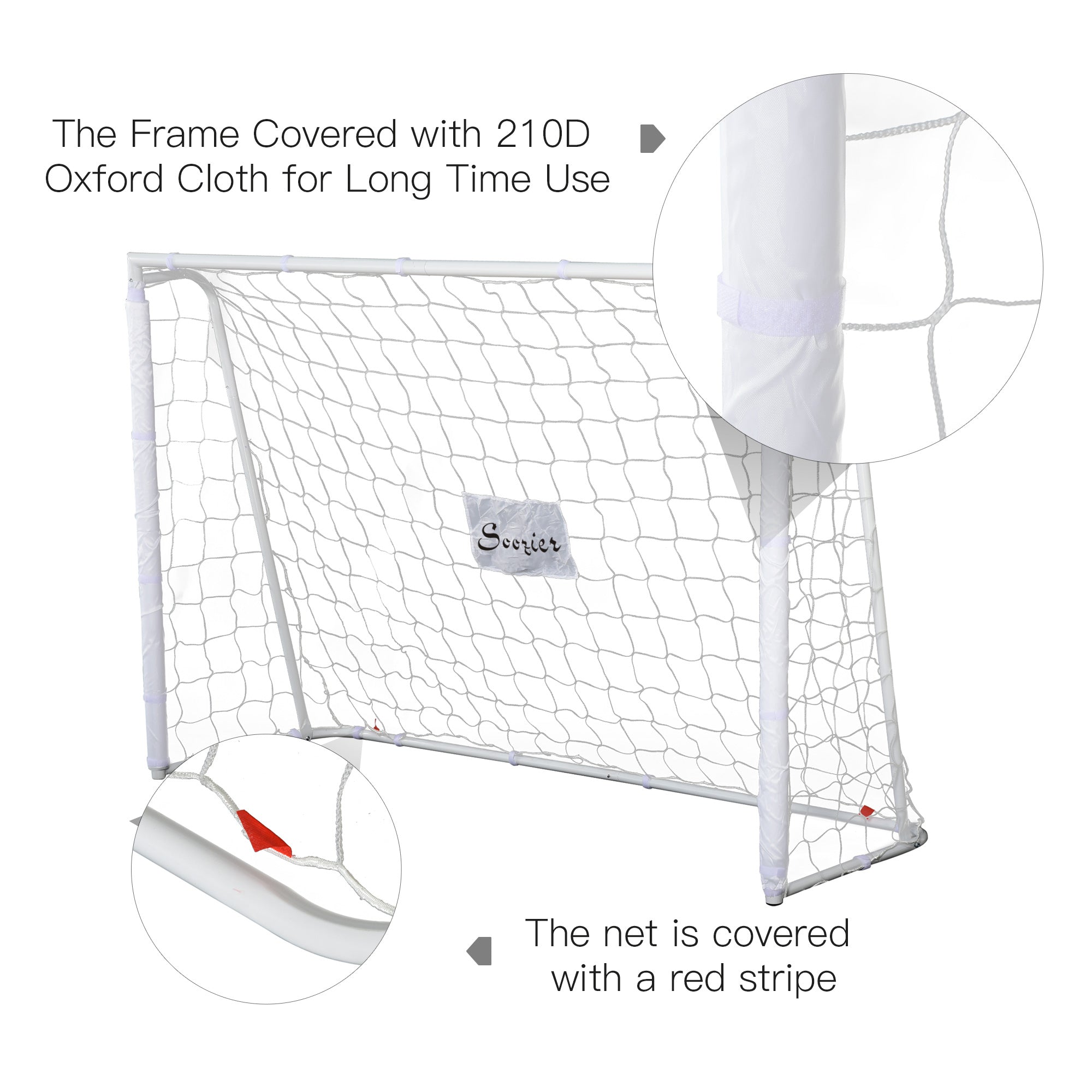 6ft x 4ft Soccer Goal Net with Metal Frame, PE Mesh, Ground Stakes, Easy Assembly, White Football at Gallery Canada