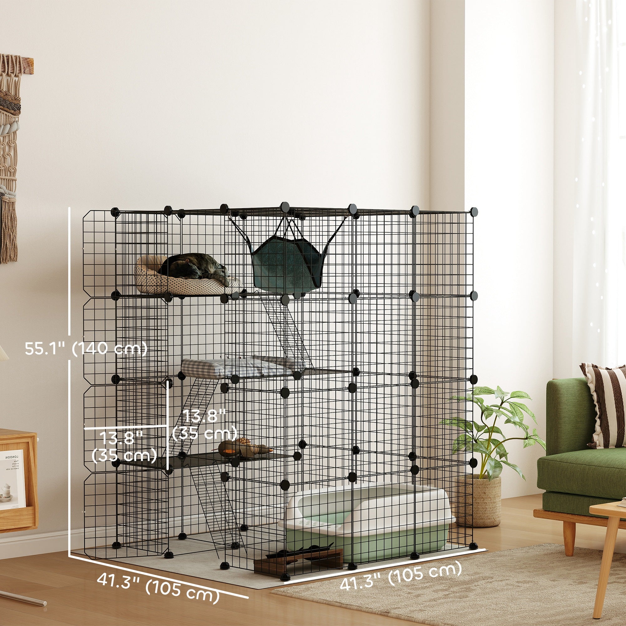4 Tier DIY Cat Cage Indoor, Catio for 1-3 Cats with Hammock, 5 Doors, 3 Ramps, 3 Jumping Platforms, for 1-3 Cats, Black Outdoor Cat Enclosures at Gallery Canada