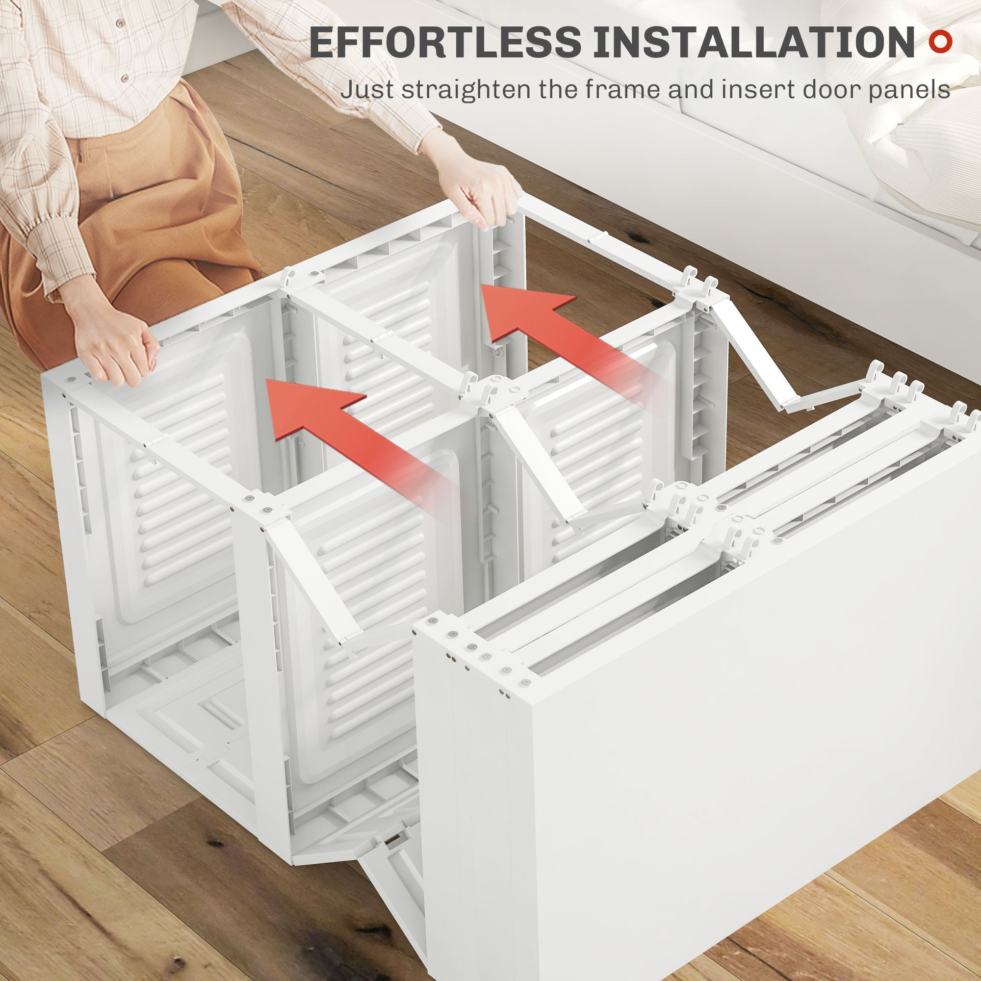 Portable Wardrobe, Foldable Clothes Storage Organzier with 5 Compartments, 2 Hanging Rod, Magnet Doors, White Clothing Storage at Gallery Canada