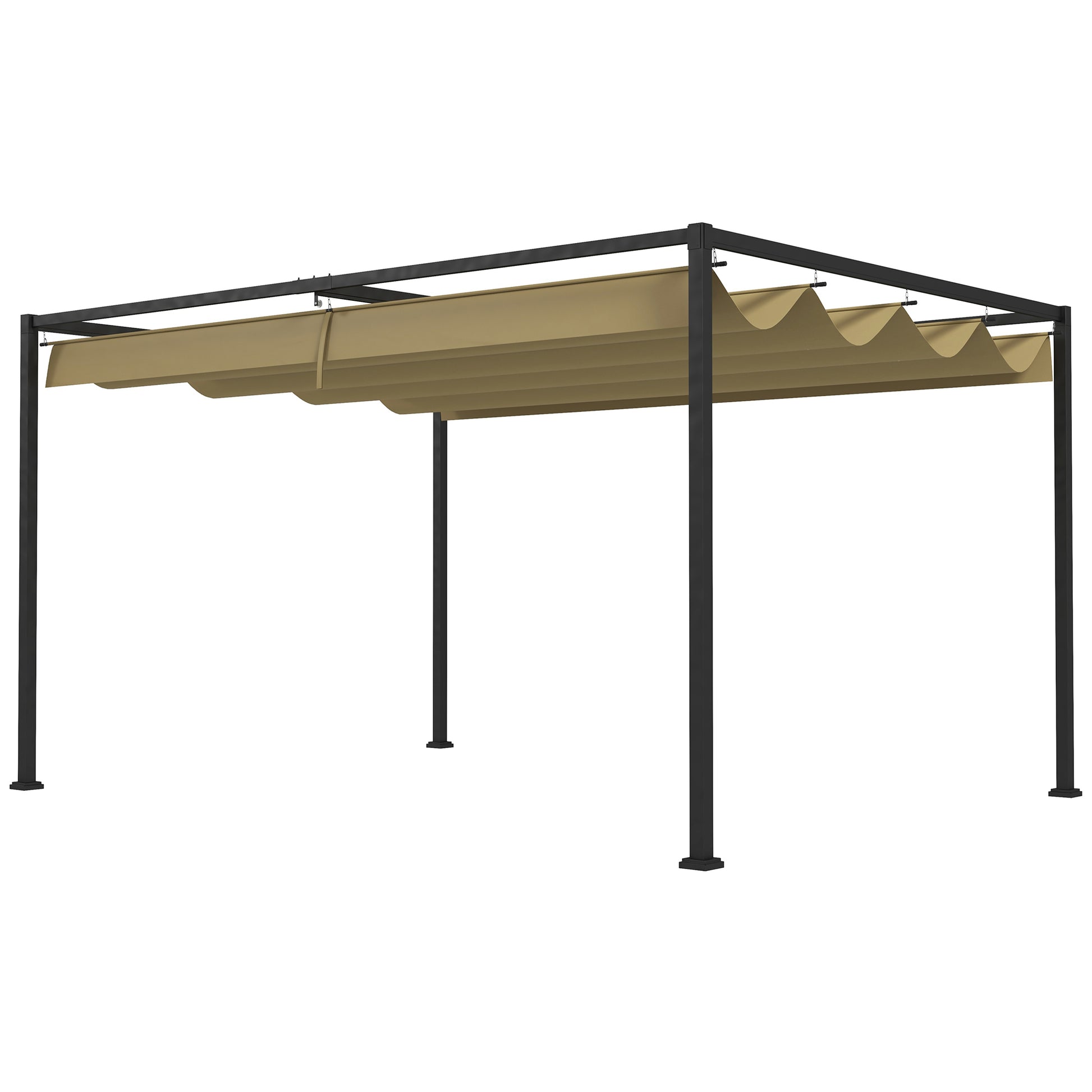 13' x 10' Patio Pergola with Retractable Canopy, Outdoor Sun Shelter, Yard Shade, Khaki Pergolas at Gallery Canada