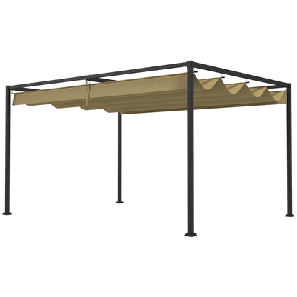 13' x 10' Patio Pergola with Retractable Canopy, Outdoor Sun Shelter, Yard Shade, Khaki Pergolas at Gallery Canada